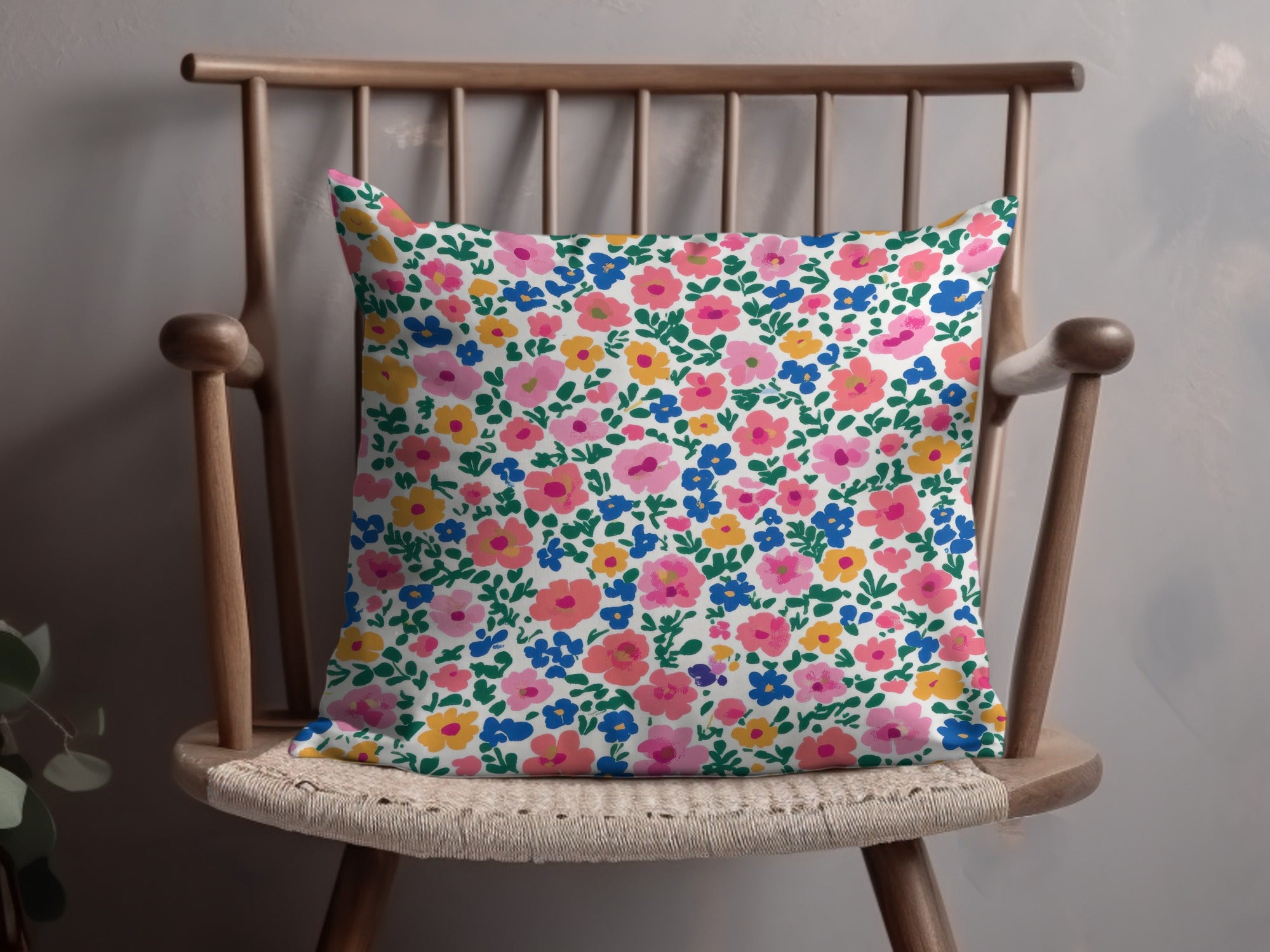 Colorful Floral Pattern Throw Pillow for Cozy Decor