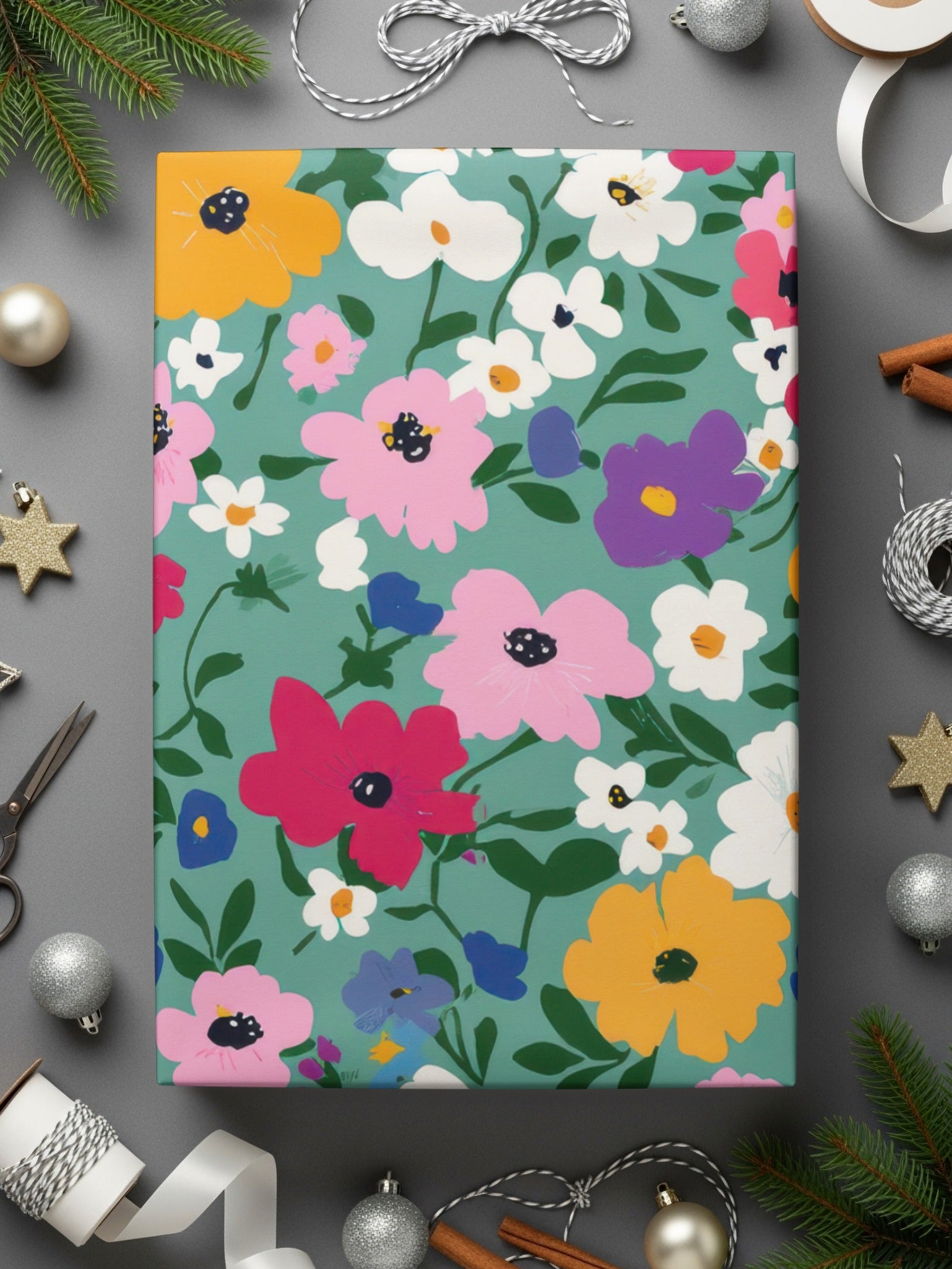 Colorful Floral Pattern Wrapping Paper for Gifts