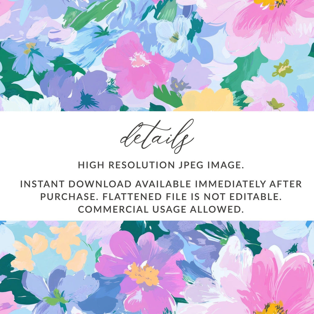 Pastel Watercolor Floral Digital Paper, Pink Purple Blue Flower Pattern, Spring Botanical Seamless - Moore and Mountain