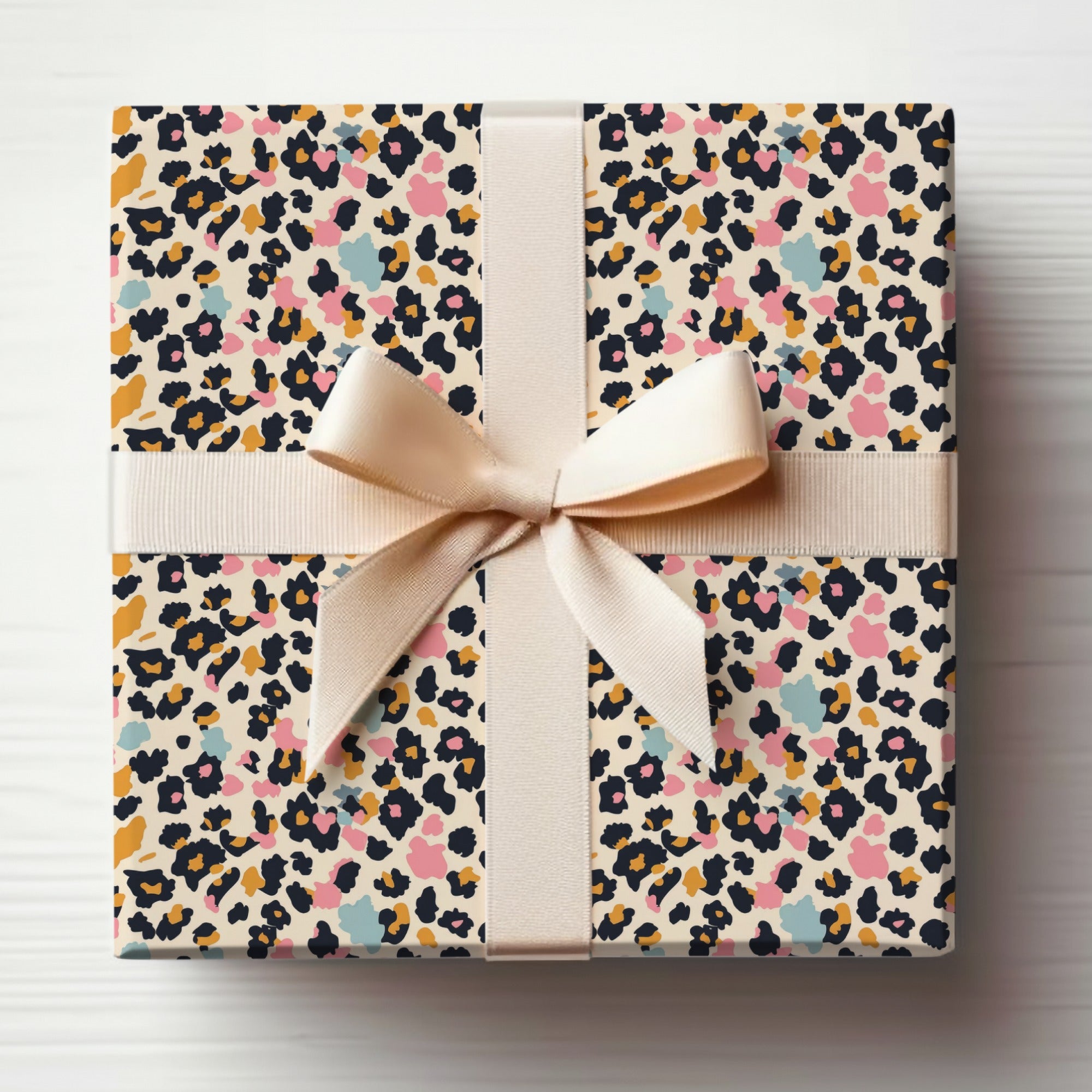 Vibrant Leopard Print Gift Wrap with Bow Detail Product