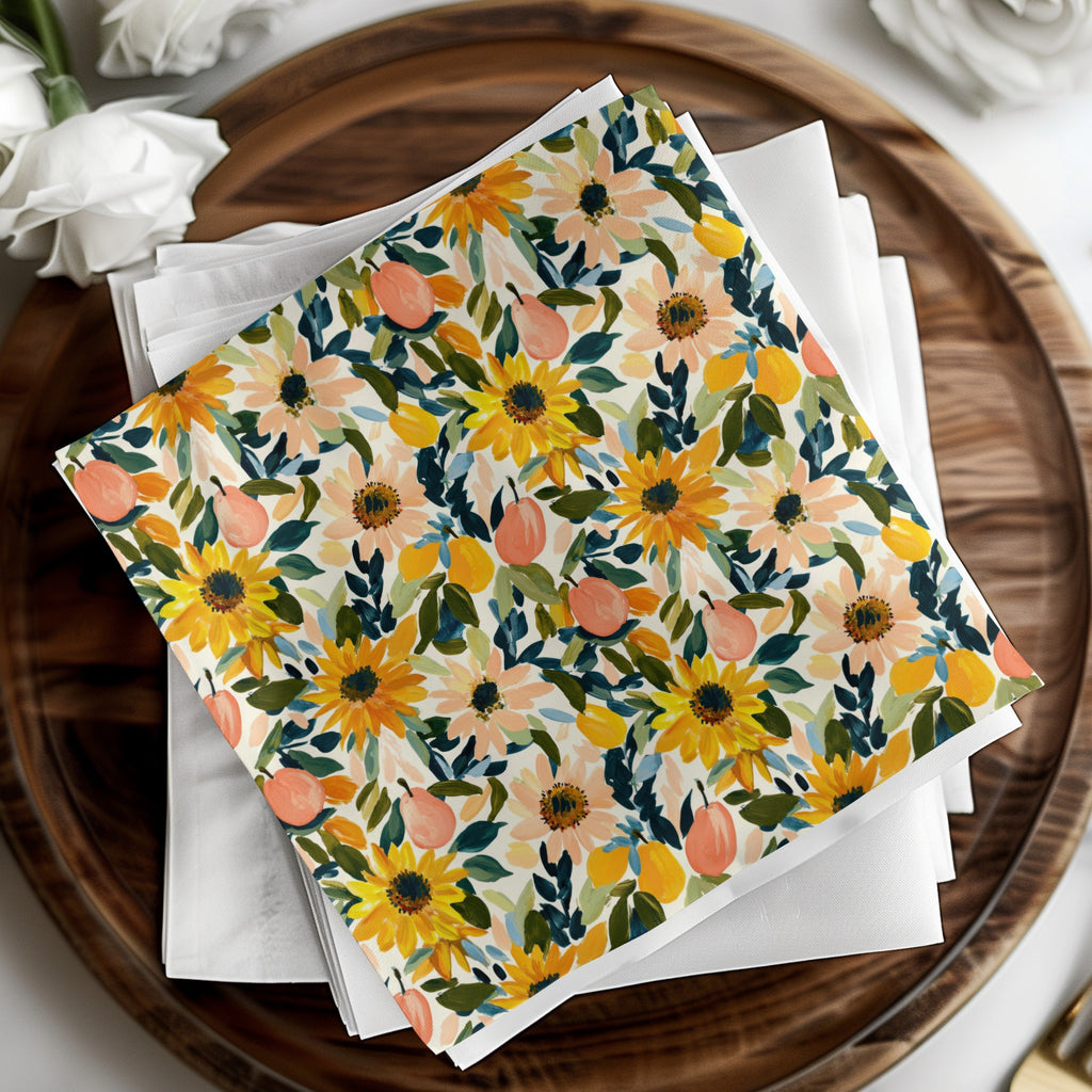 Vibrant Floral Design Napkin Set for Stylish Gatherings