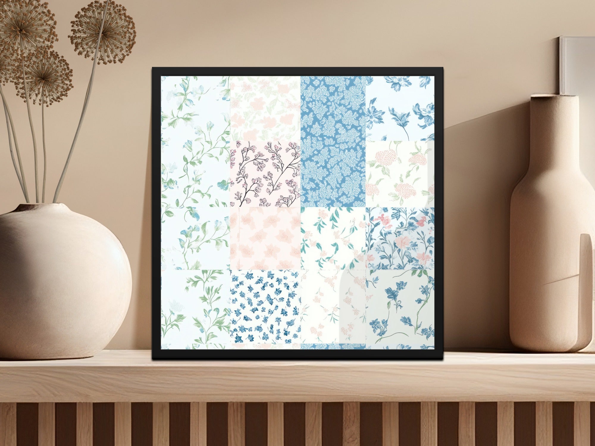 Floral Pattern Patchwork Art Print Wall Decor