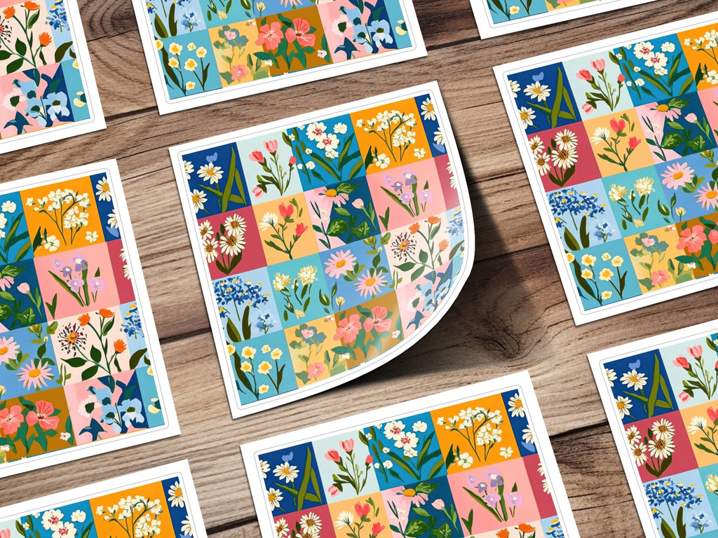 Colorful Floral Botanical Illustrated Sticker Sheets
