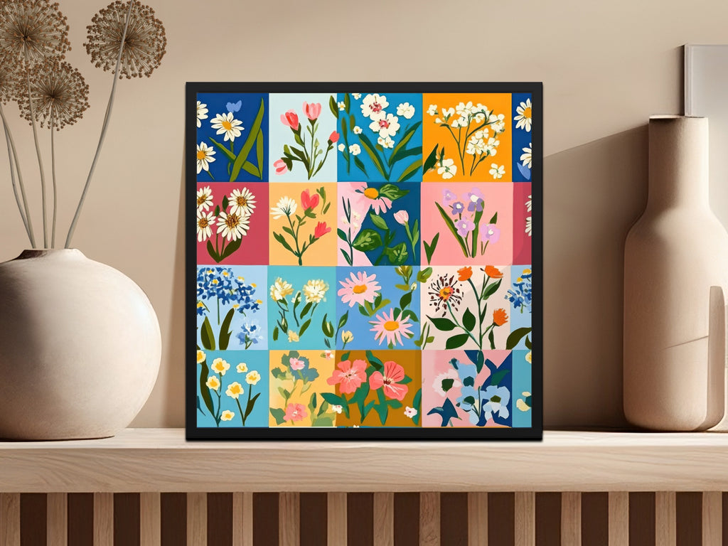 Colorful Botanical Flower Art Print for Decor