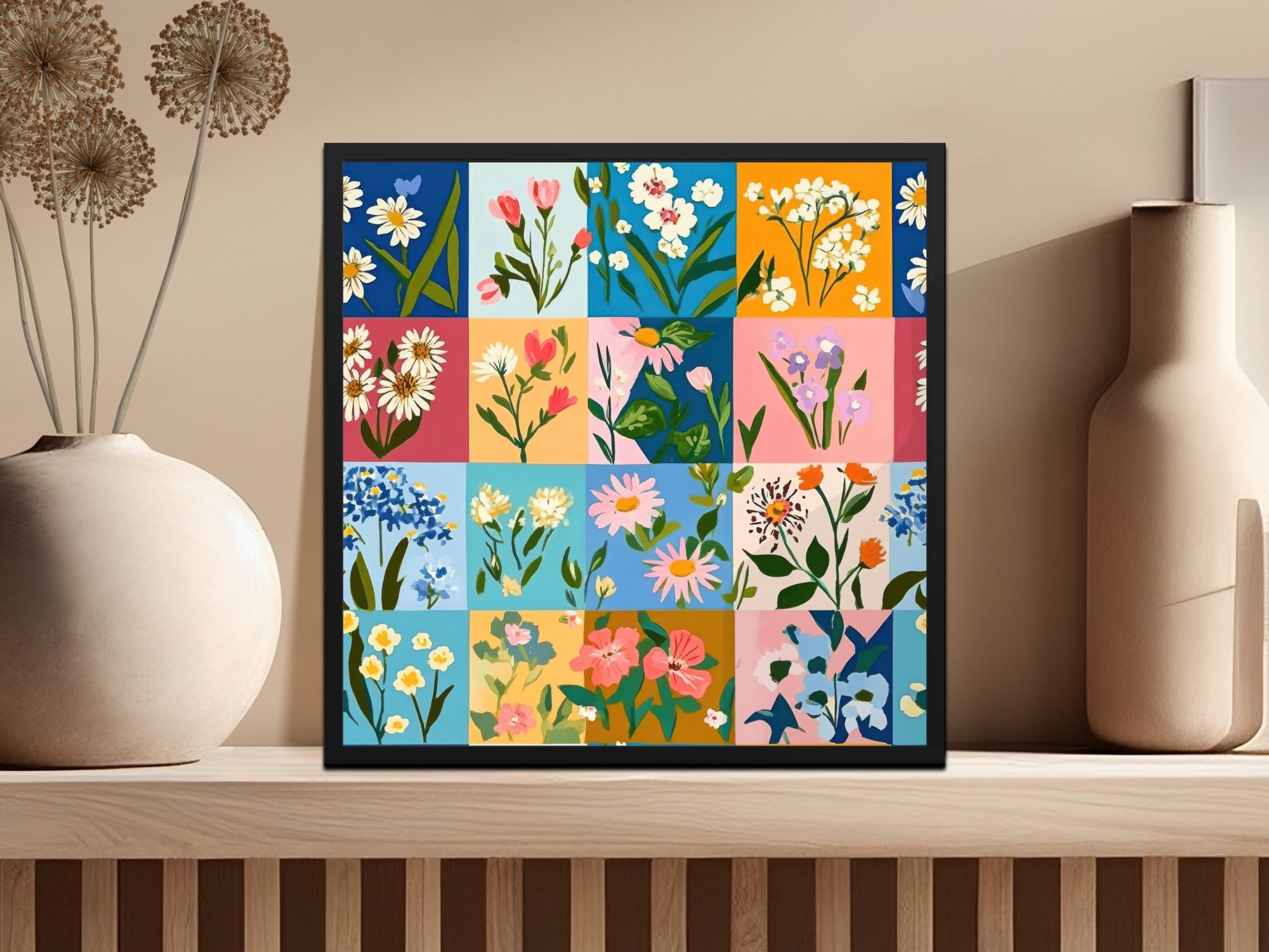 Colorful Botanical Flower Art Print for Decor