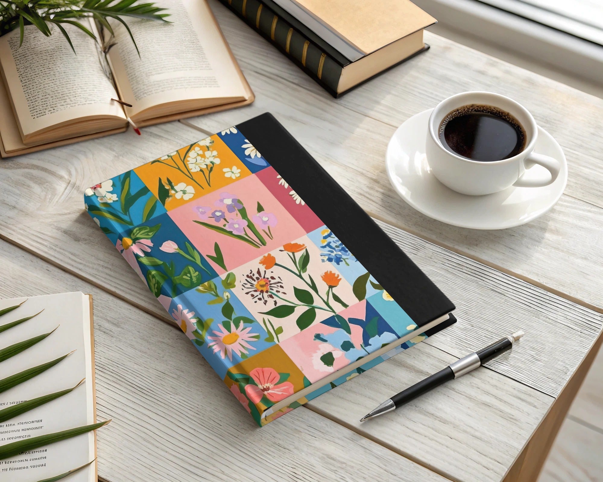 Floral Patchwork Design Hardcover Notebook