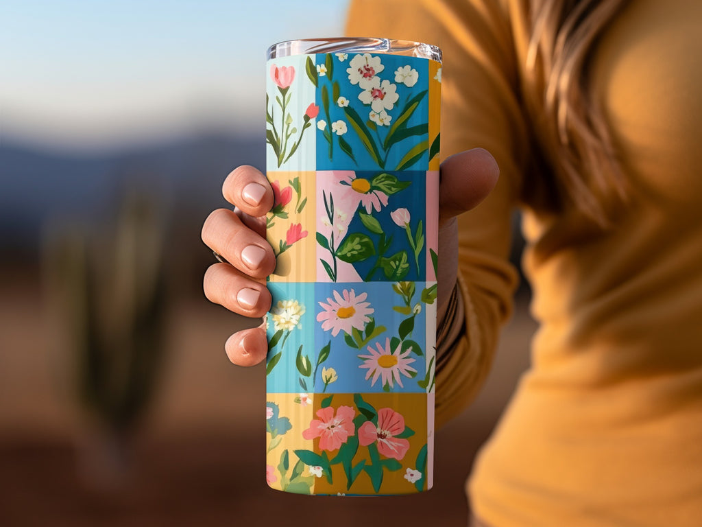 Colorful Floral Design Insulated Tumbler Cup