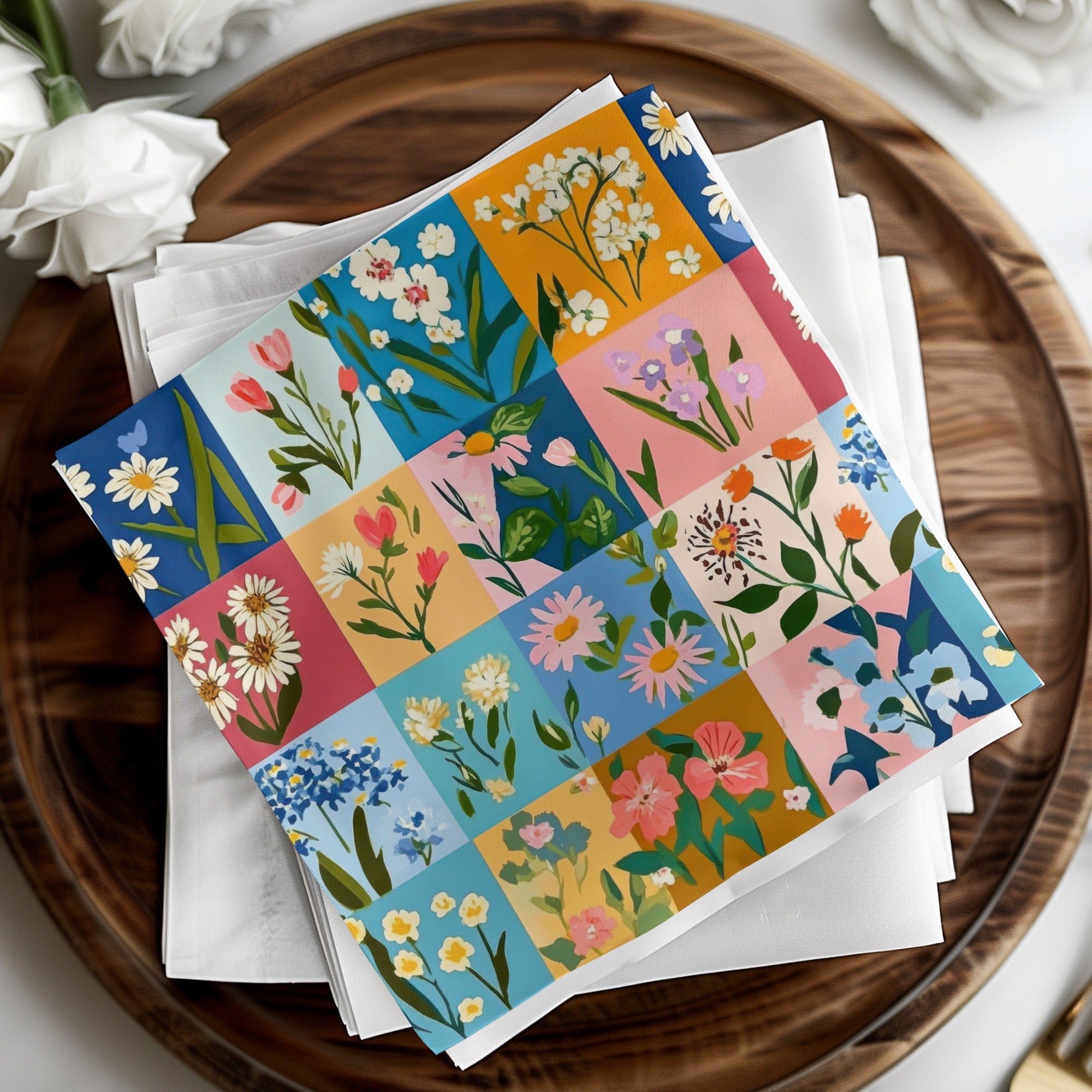 Colorful Floral Patterned Decorative Napkin Set