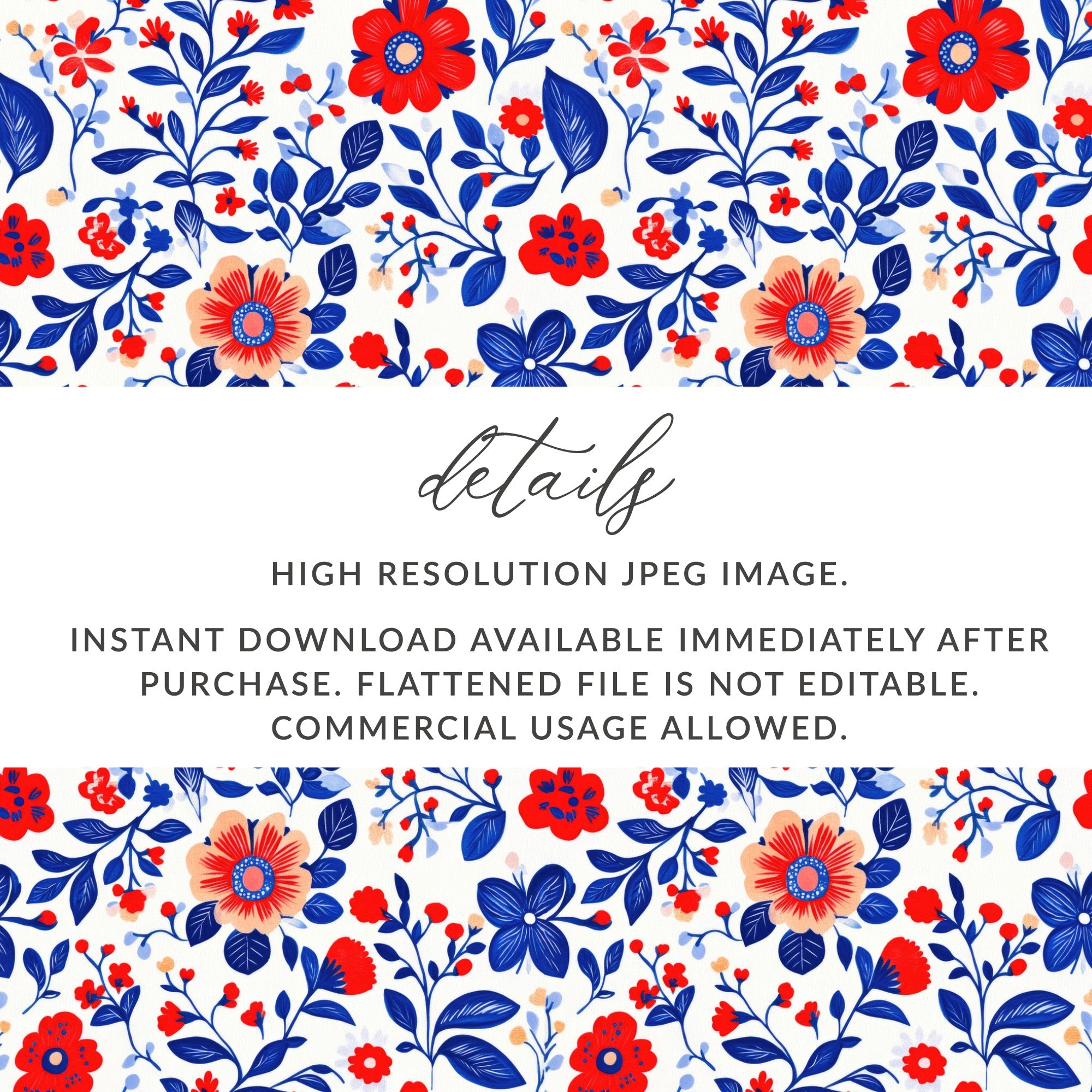 High Resolution JPEG Instant Download Floral Pattern
