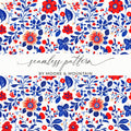 Red and Blue Floral Seamless Pattern by Moore & Mountain