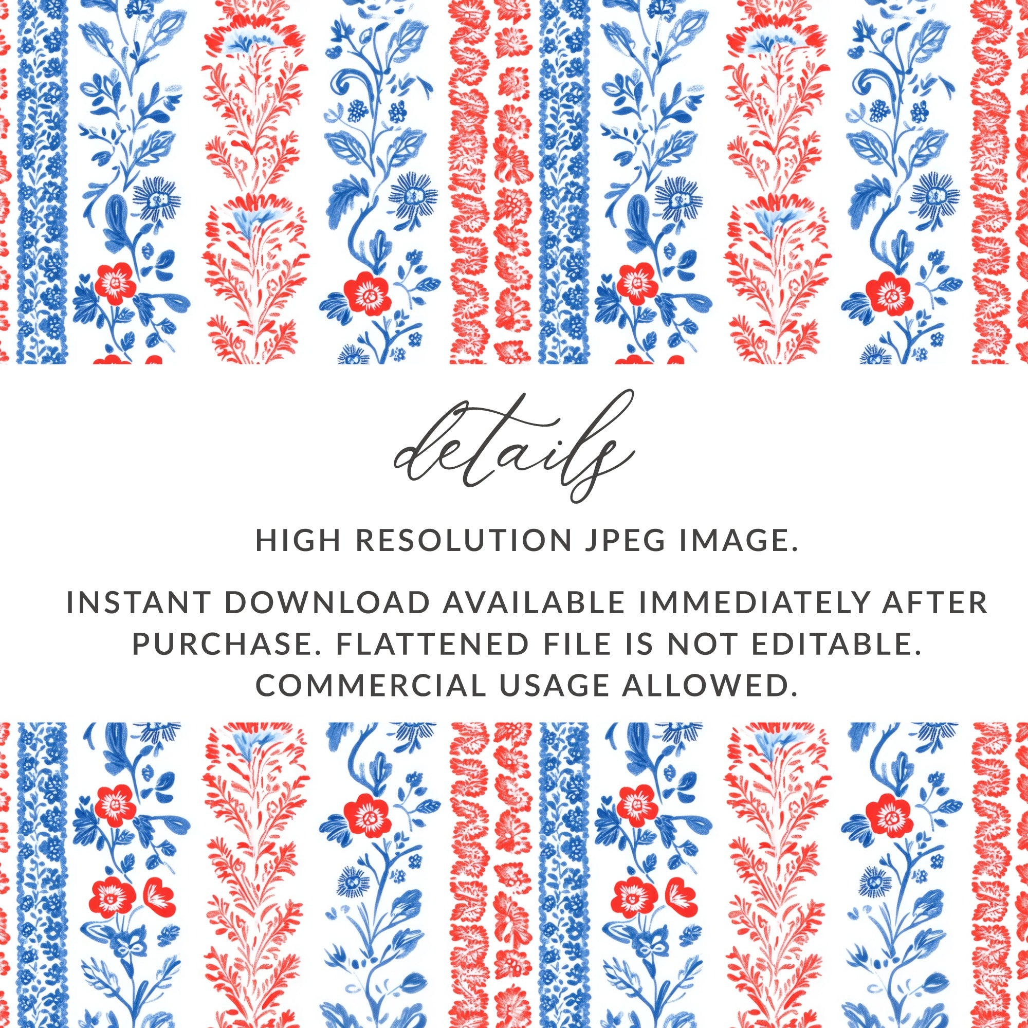High Resolution Red and Blue Floral Pattern Download