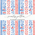 Red and Blue Floral Seamless Pattern by Moore and Mountain