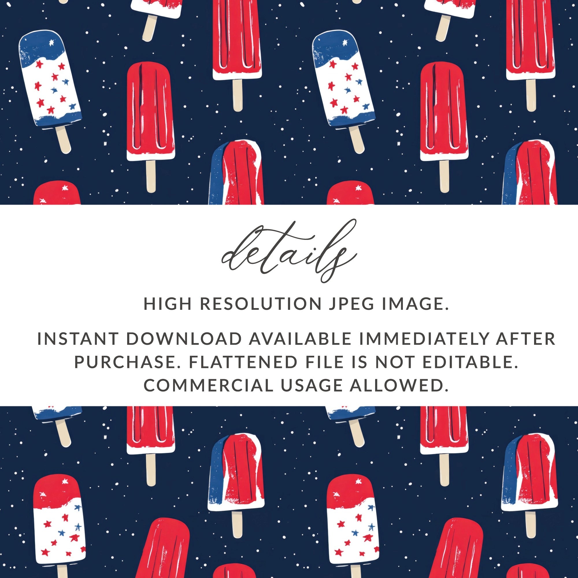 Patriotic Popsicle Digital Pattern Instant Download