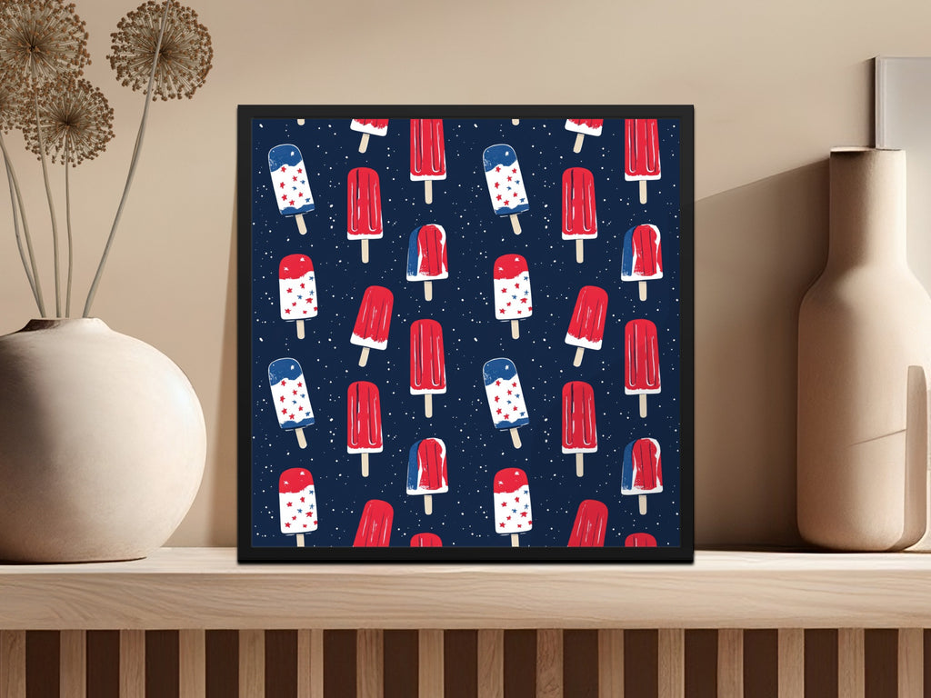 Patriotic Popsicle Print Art for Home Wall Decor