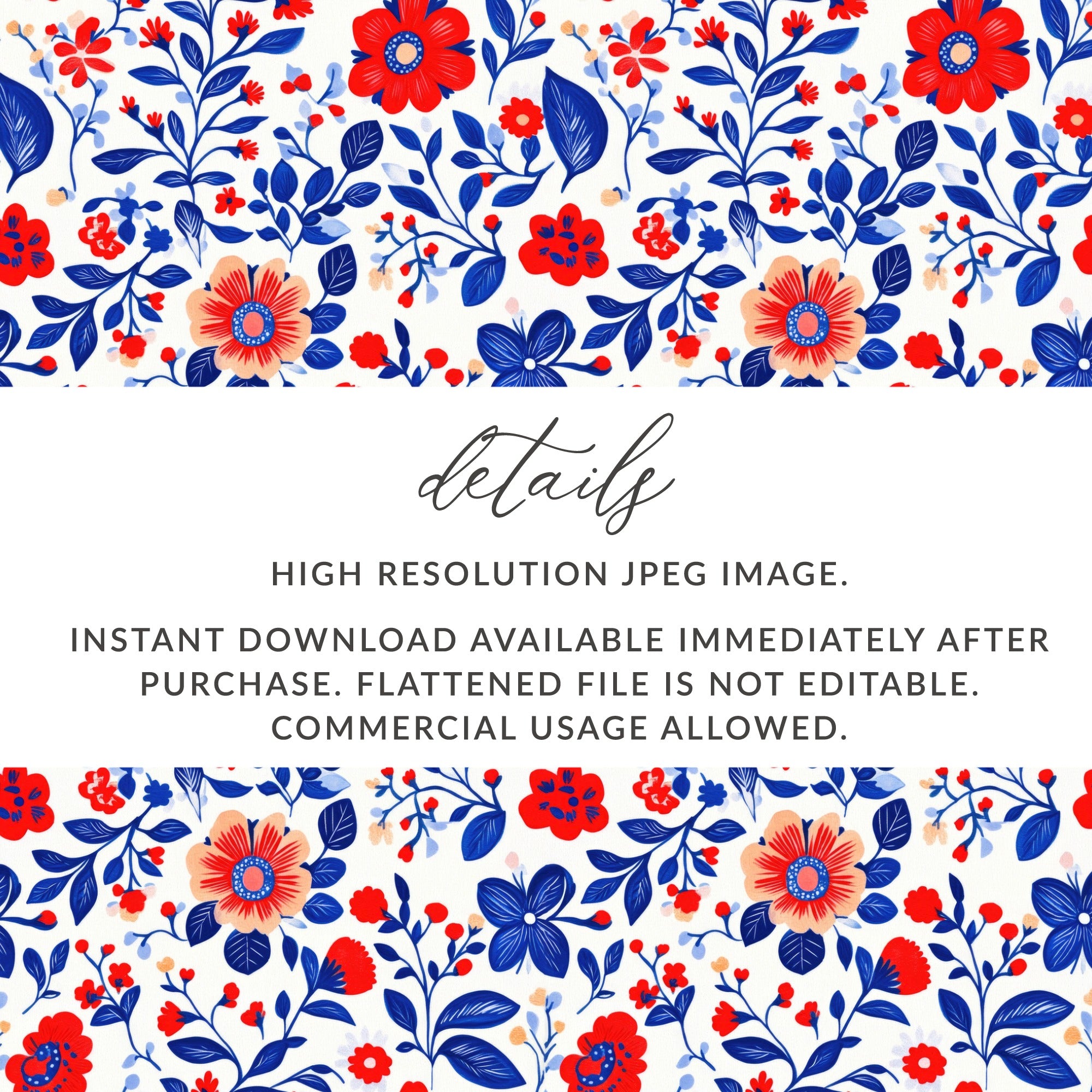 High Resolution Floral Pattern JPEG Image Instant Download