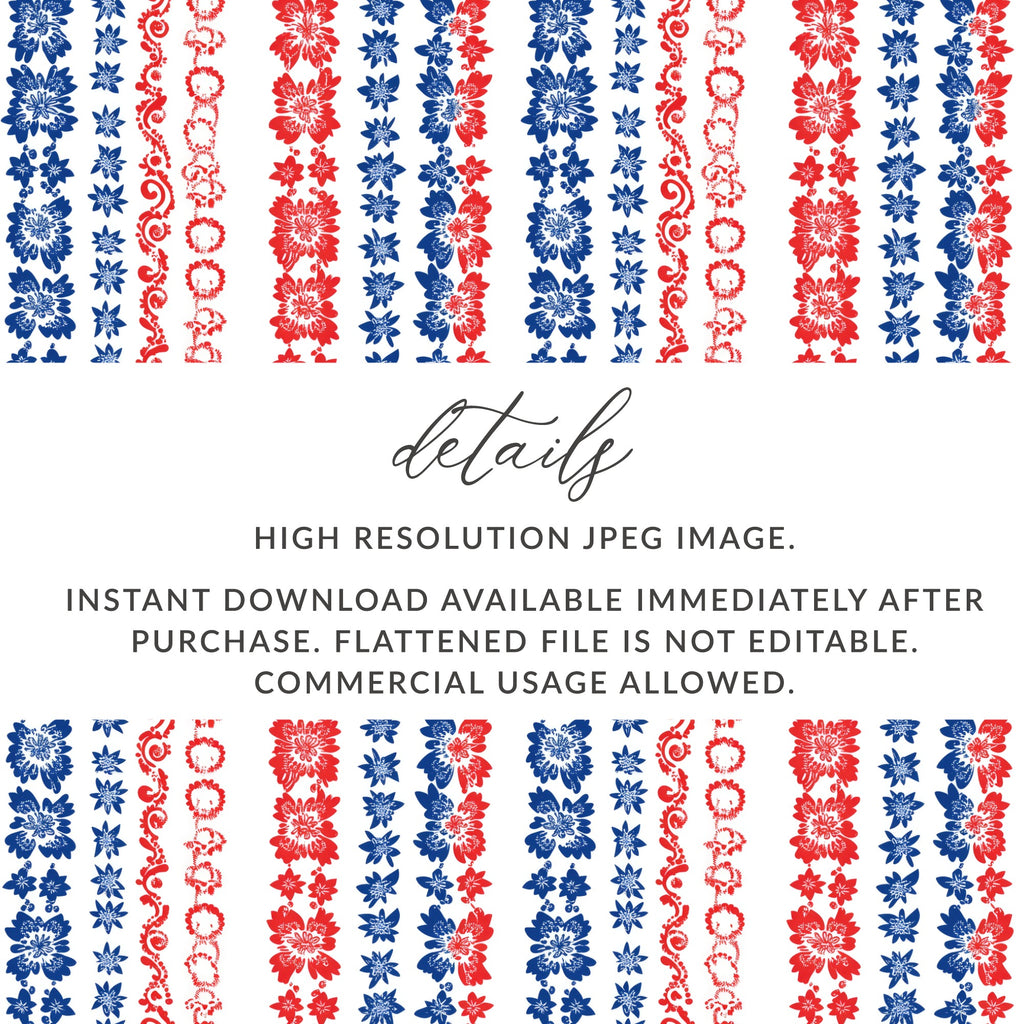 Patriotic Floral Striped High Resolution JPEG Image