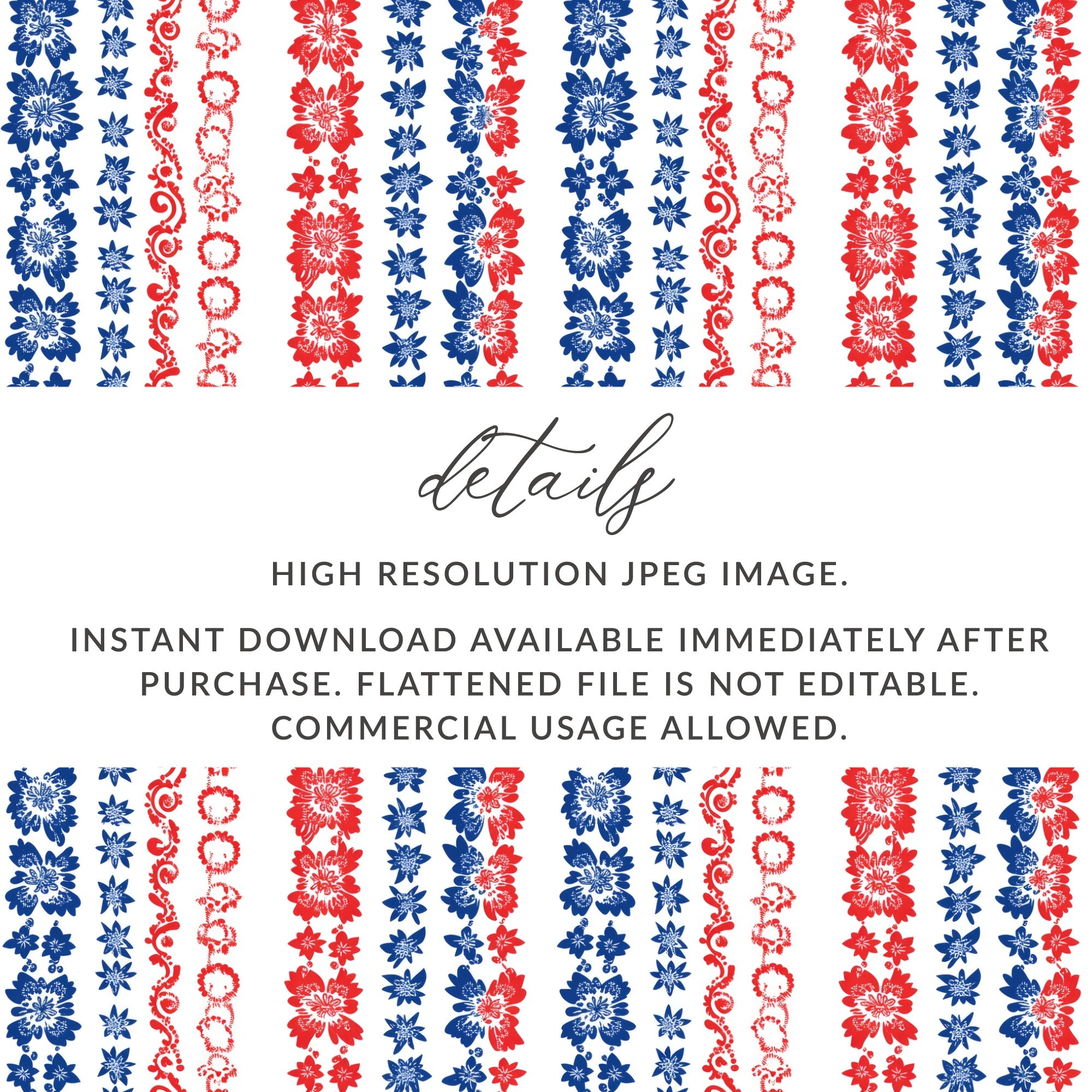 Patriotic Floral Striped High Resolution JPEG Image