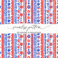 Vibrant Red and Blue Floral Seamless Pattern Design