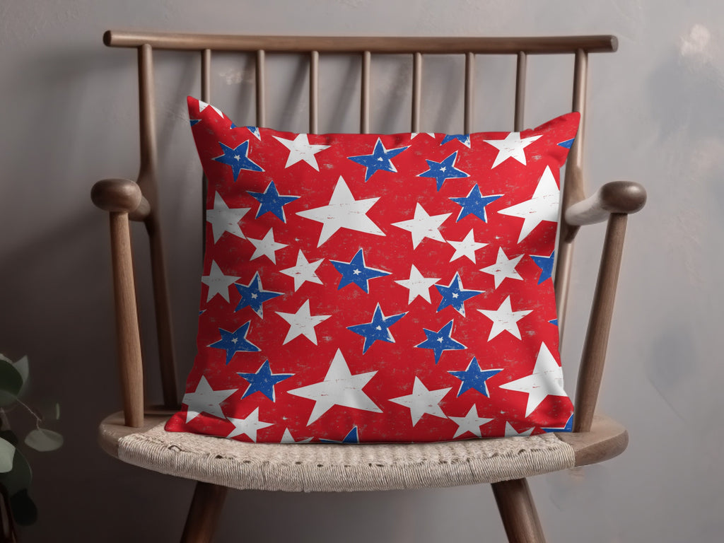 Red White Blue Stars Decorative Cushion for Home Decor