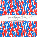 Vibrant Red and Blue Camouflage Seamless Pattern