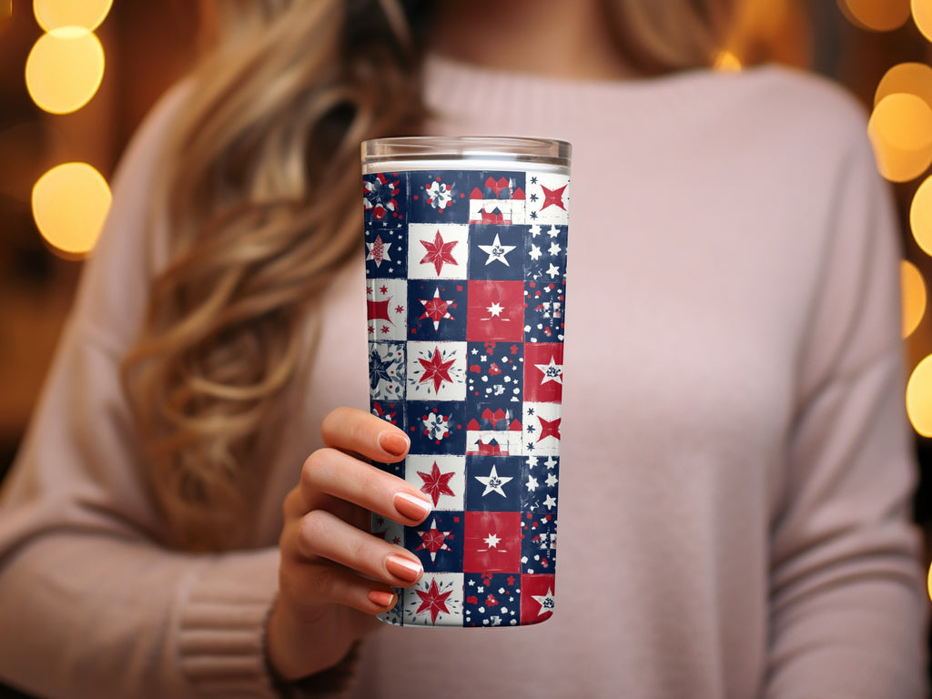 Festive Star and Patchwork Travel Tumbler Product