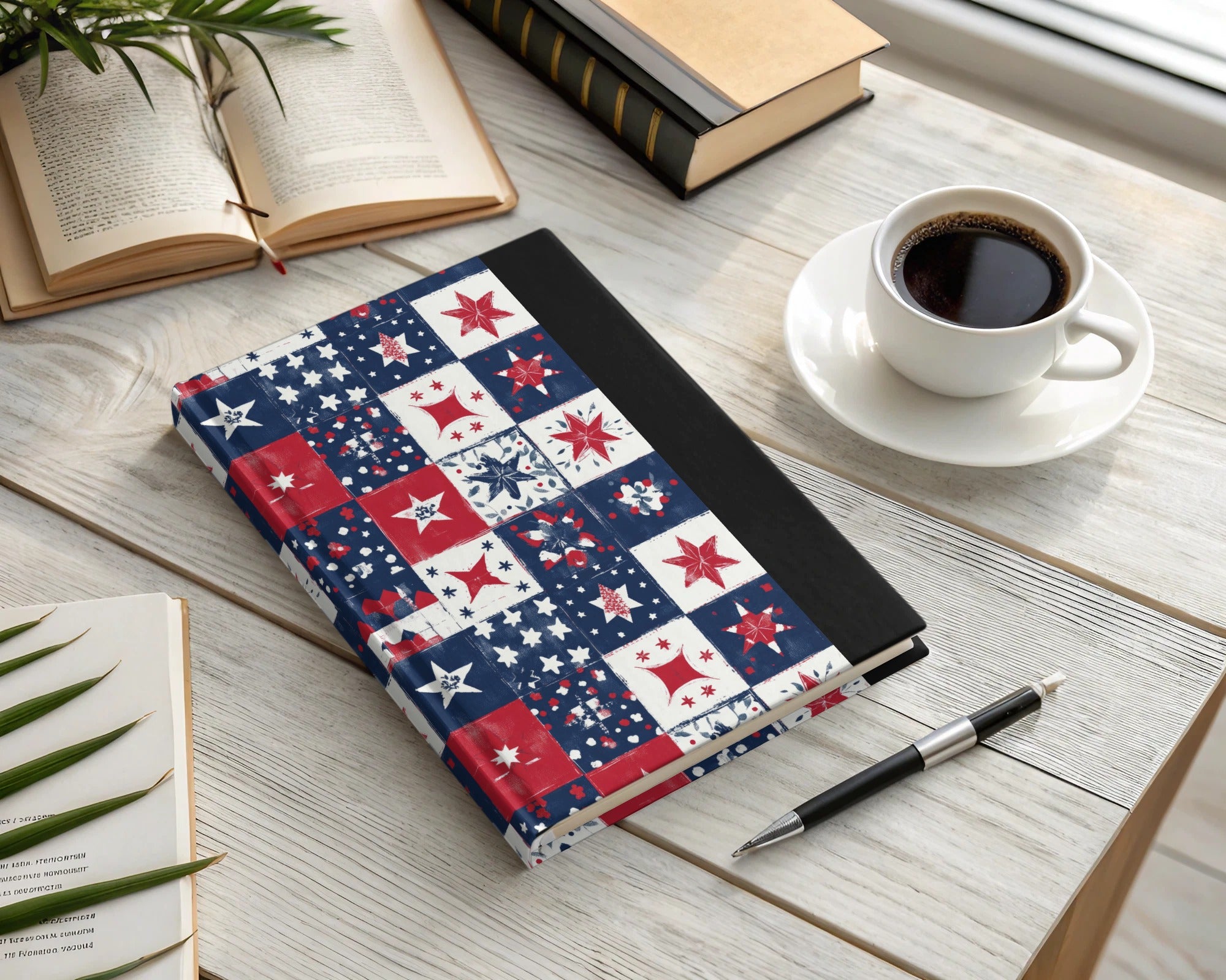 Colorful Star and Patchwork Design Notebook