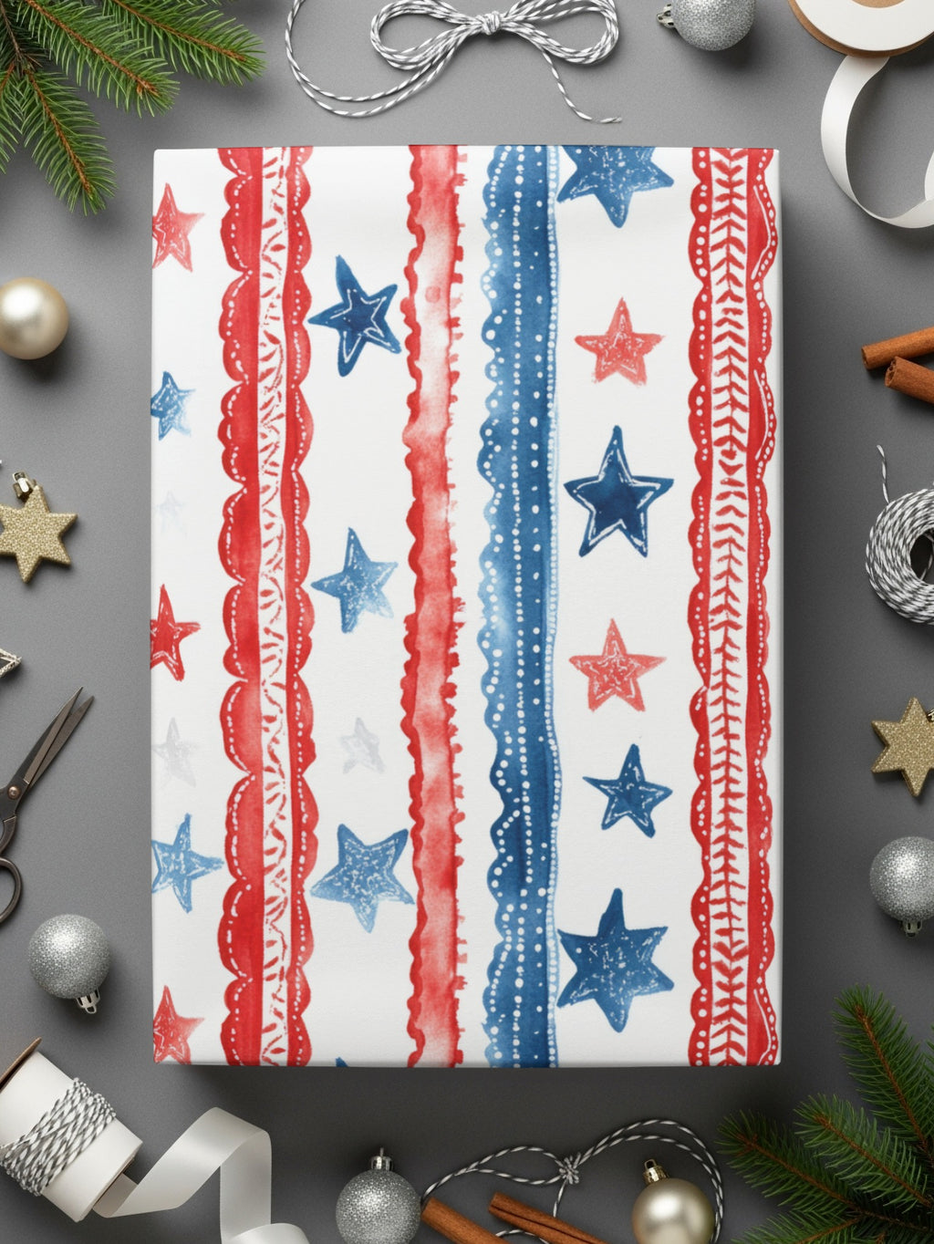 Patriotic Themed Gift Wrapping Paper for Festivals