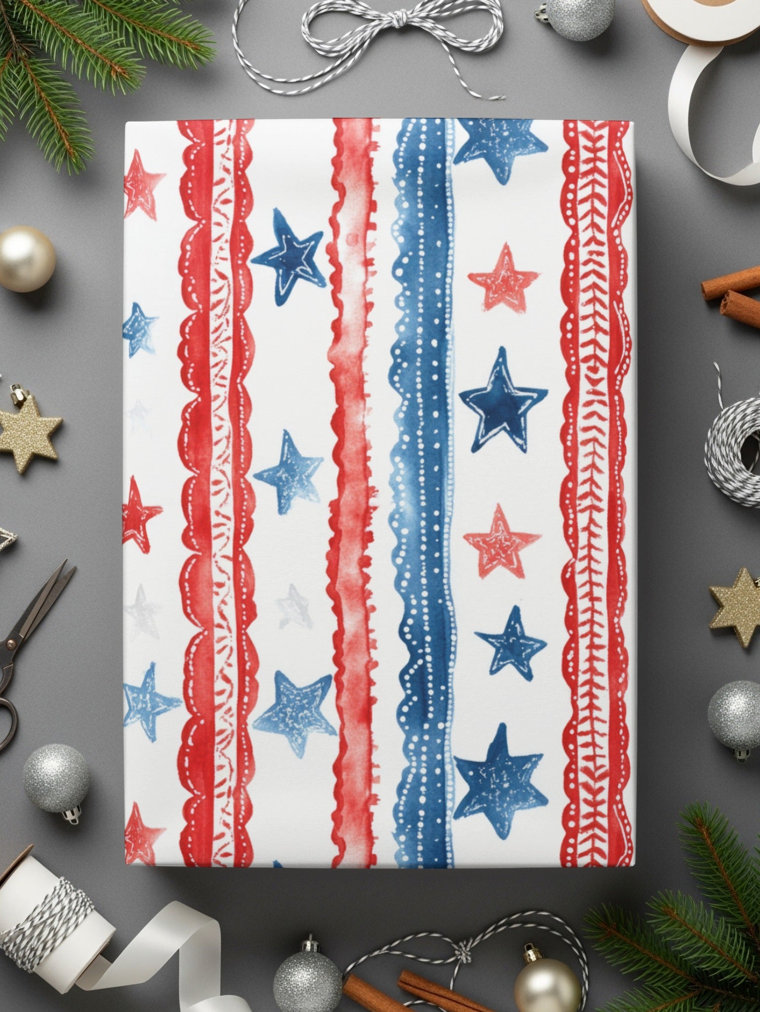 Patriotic Themed Gift Wrapping Paper for Festivals