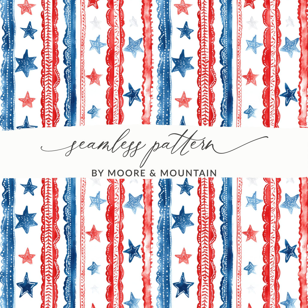 Stars and Stripes Patriotic Seamless Pattern Design