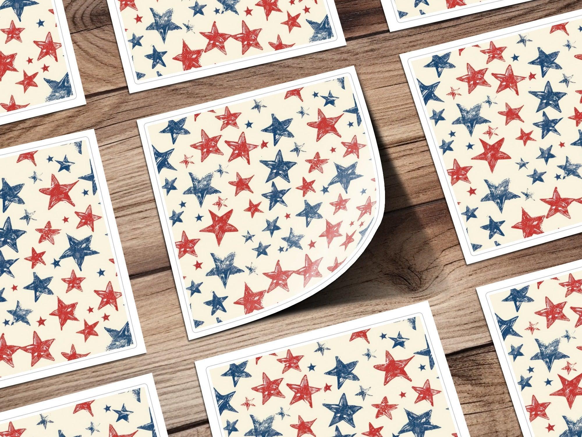 Patriotic Star Seamless Pattern, Red White Blue Digital Paper, 4th of July Printable Fabric Design, Scrapbooking Background Download - Moore and Mountain