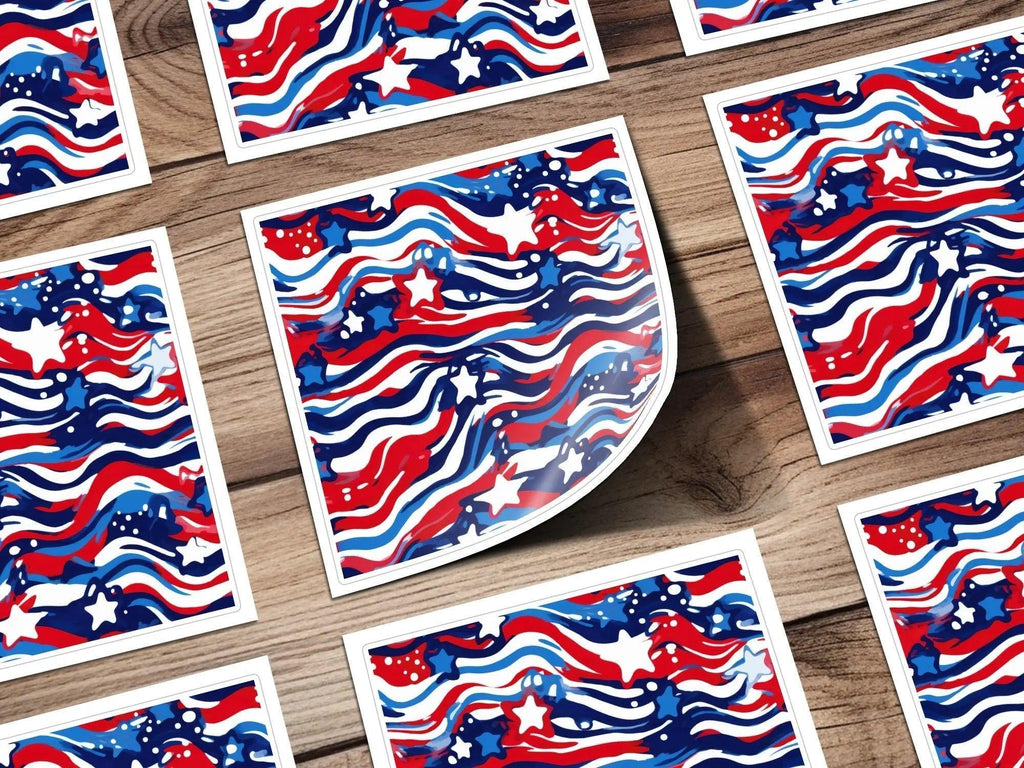 Patriotic Stars Waves Digital Paper, Seamless American Flag Pattern for Fabric, Scrapbooking, Digital Background, Print on Demand - Moore and Mountain
