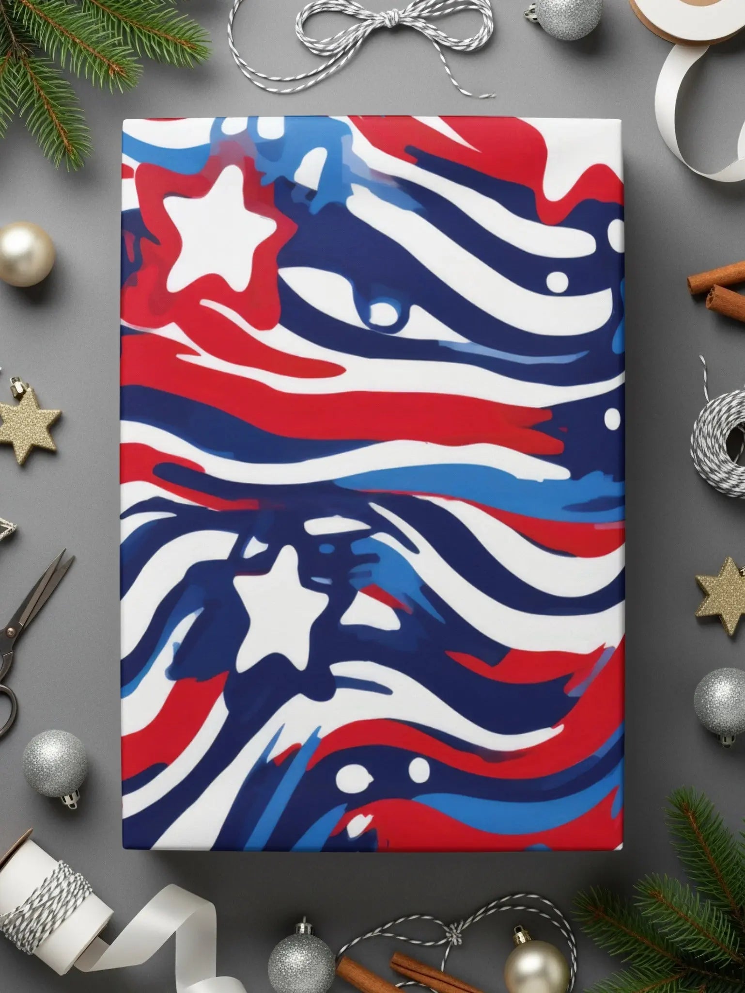 Patriotic Stars Waves Digital Paper, Seamless American Flag Pattern for Fabric, Scrapbooking, Digital Background, Print on Demand - Moore and Mountain
