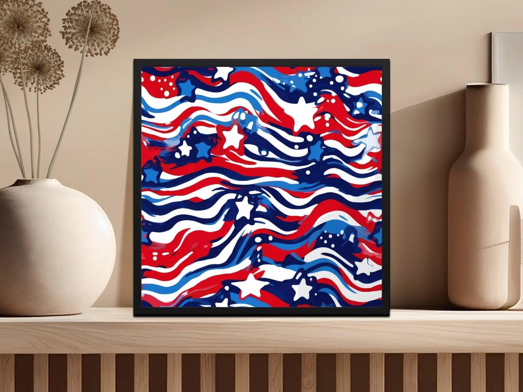 Patriotic Stars Waves Digital Paper, Seamless American Flag Pattern for Fabric, Scrapbooking, Digital Background, Print on Demand - Moore and Mountain