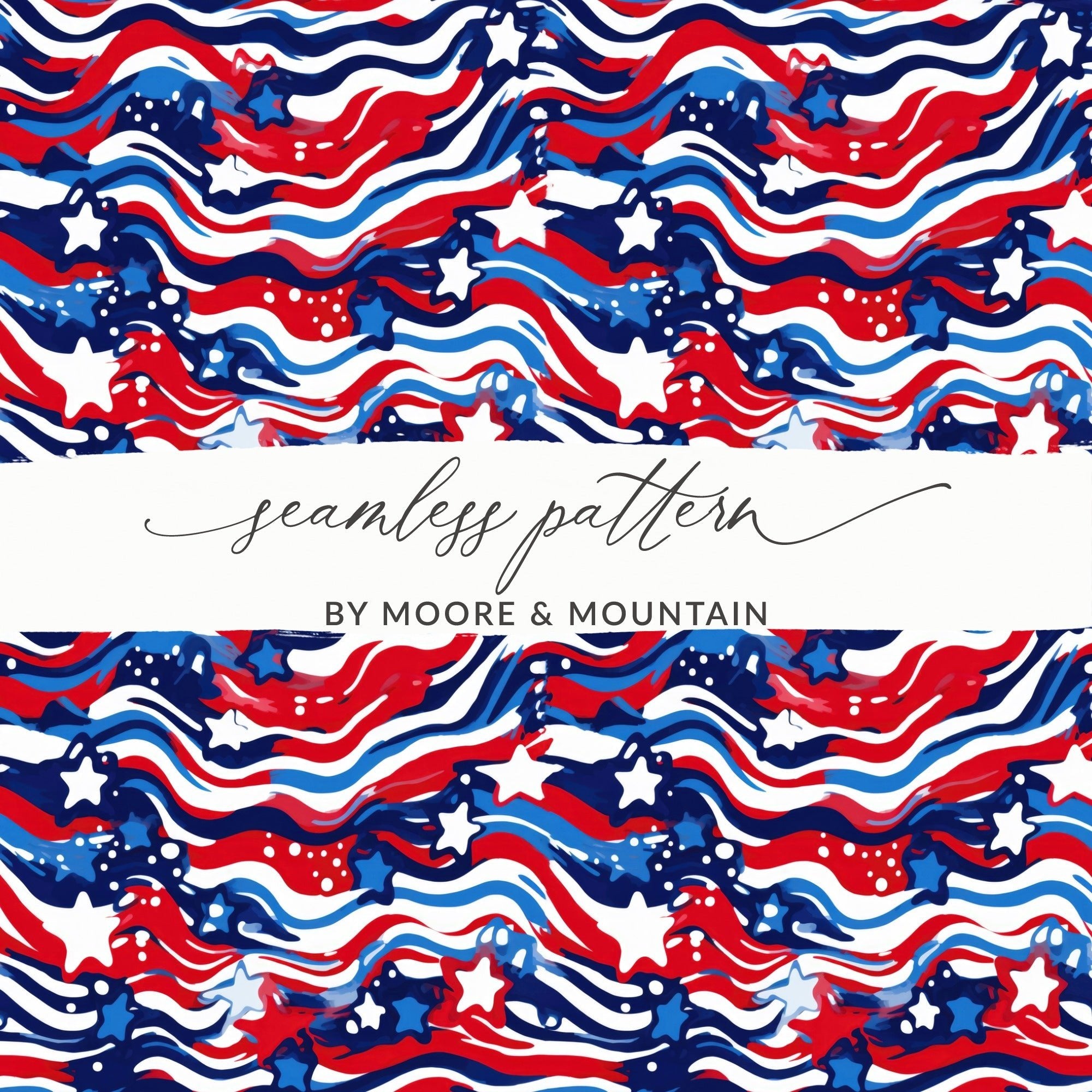 Patriotic Stars and Stripes Seamless Digital Paper, 4th of July Pattern, Red White and Blue Background, Digital Download for Crafts - Moore and Mountain