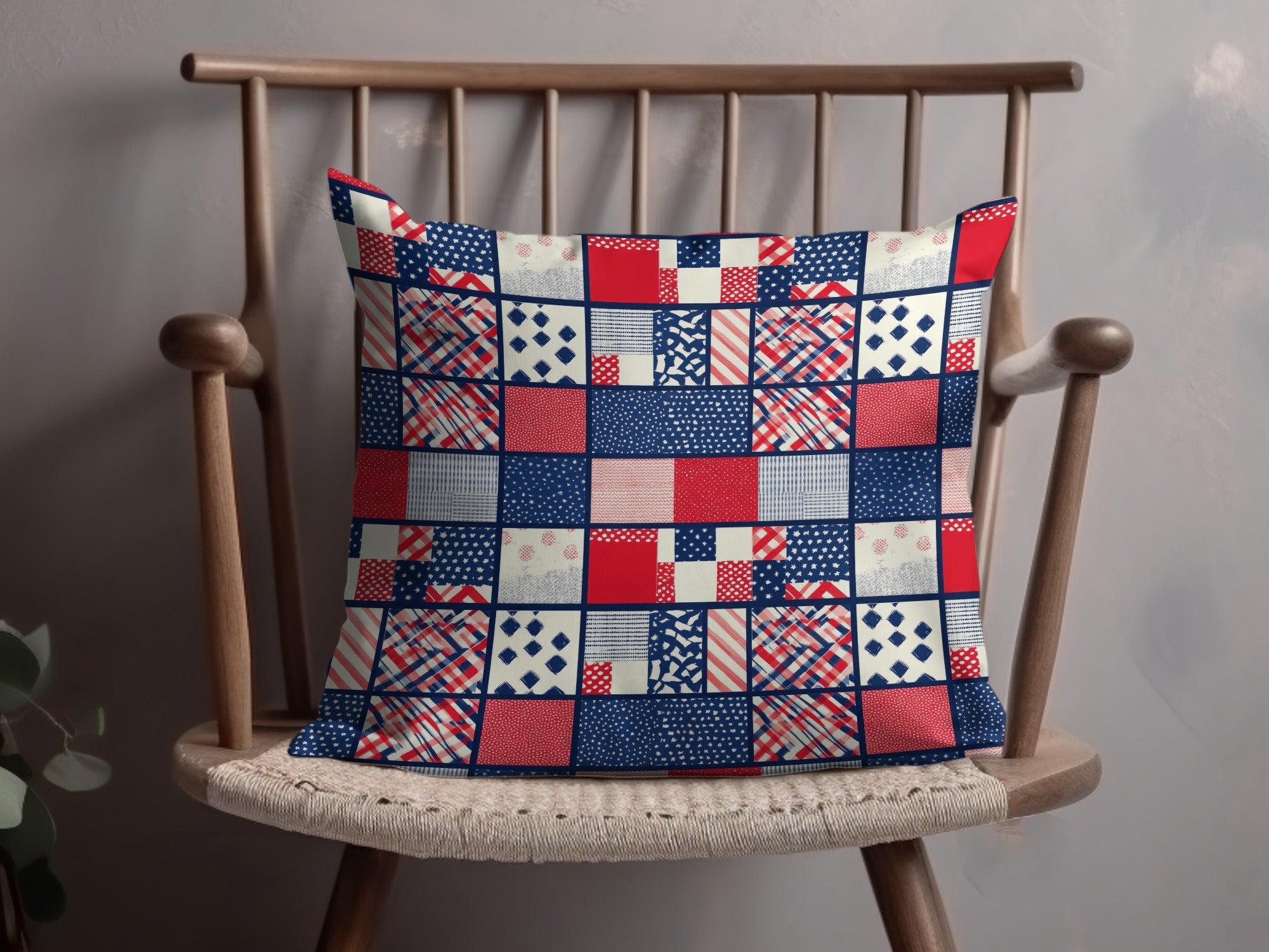 Vibrant Patchwork Pattern Cushion for Home Decor