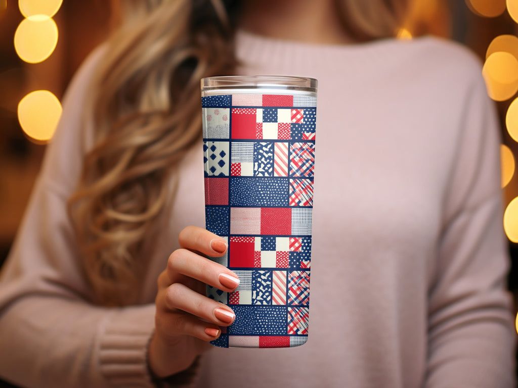 Patriotic Patchwork Design Insulated Tumbler Product