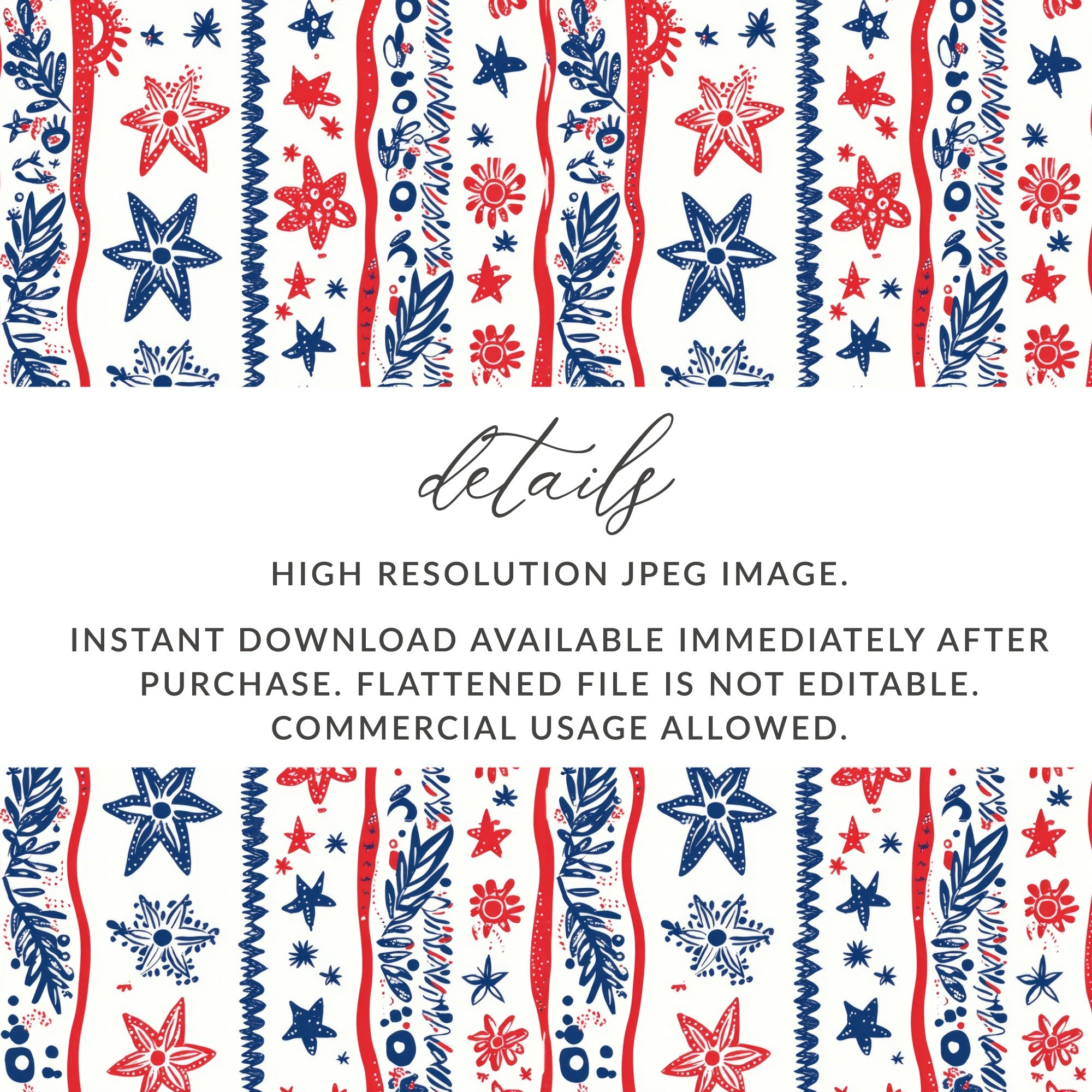 Red Blue Starfish and Stripes Digital Download Design