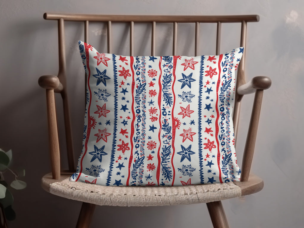 Patriotic Star and Stripe Pattern Cushion Cover Pillow
