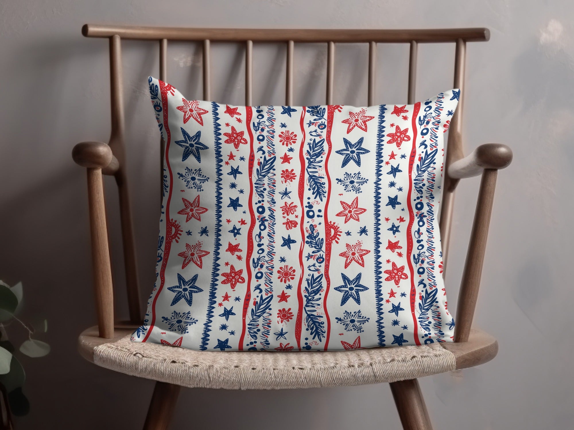 Patriotic Star and Stripe Pattern Cushion Cover Pillow