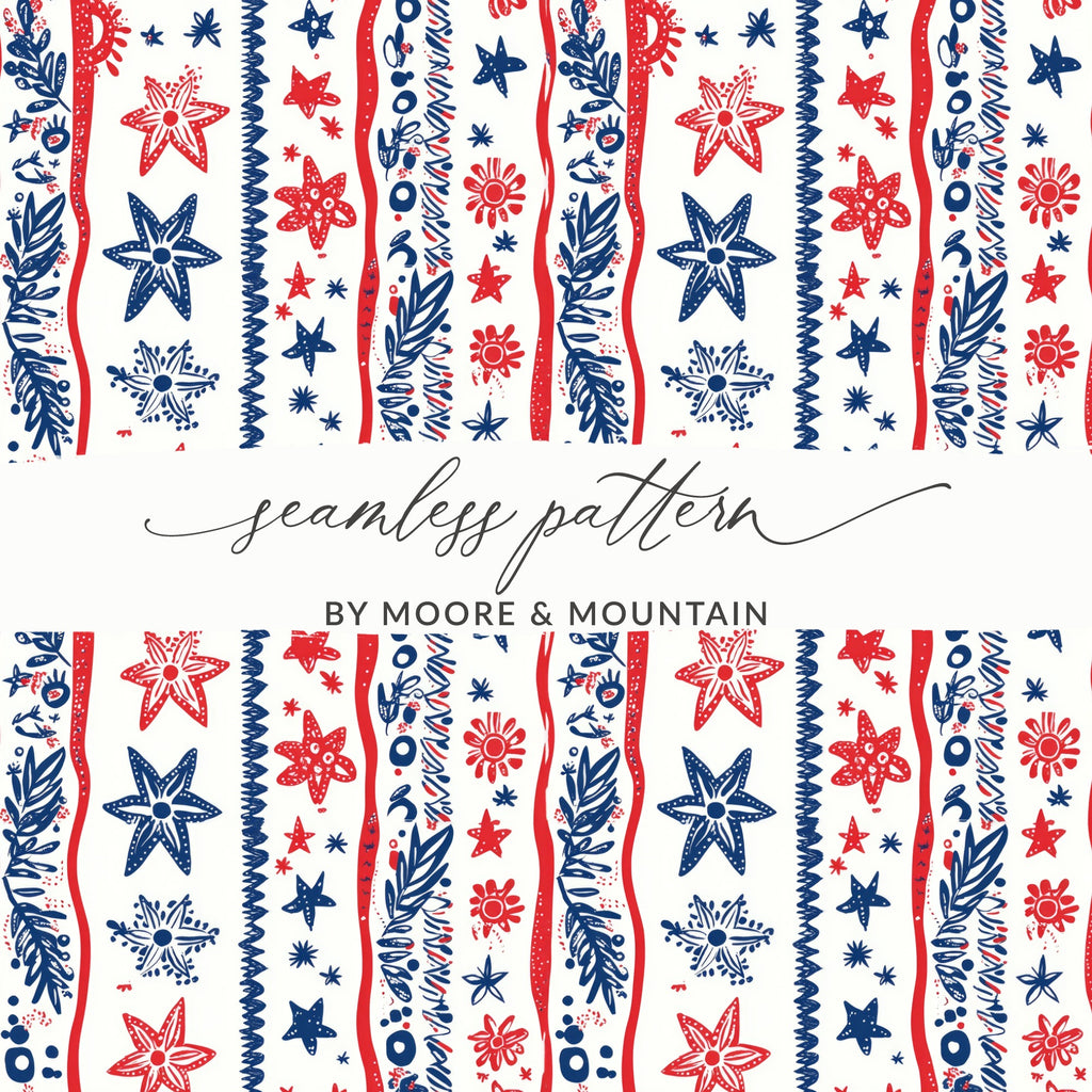 Colorful Star and Floral Pattern Seamless Design