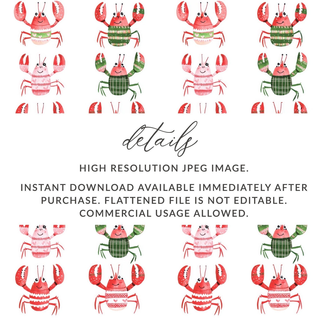 Pattern of Joyful Lobsters With Festive Garments Digital - Moore and Mountain