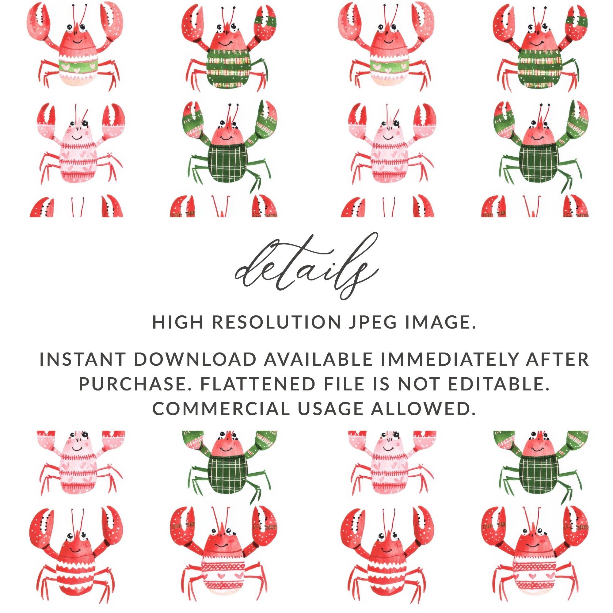 Pattern of Joyful Lobsters With Festive Garments Digital - Moore and Mountain