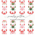 Pattern of Joyful Lobsters With Festive Garments Digital - Moore and Mountain