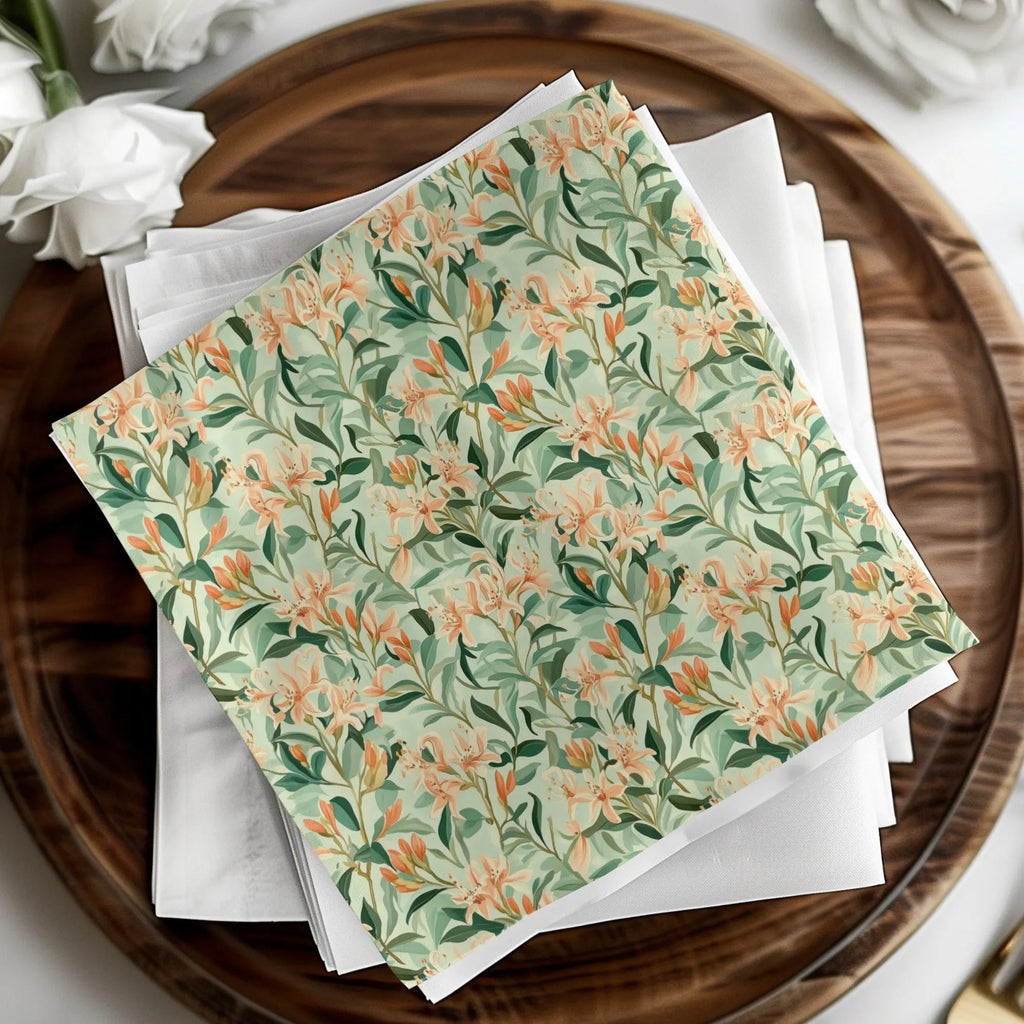 Peach Azalea Floral Digital Paper, Seamless Pattern for Fabric Design, Printable Background, Digital Download, Scrapbooking, Wallpaper - Moore and Mountain