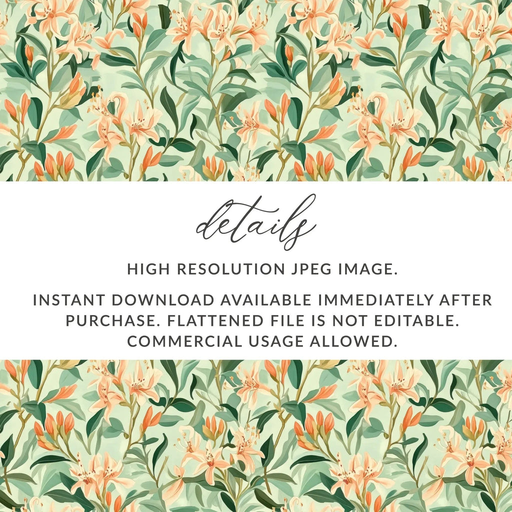 Peach Azalea Floral Digital Paper, Seamless Pattern for Fabric Design, Printable Background, Digital Download, Scrapbooking, Wallpaper - Moore and Mountain