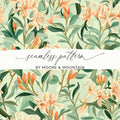 Peach Azalea Floral Digital Paper, Seamless Pattern for Fabric Design, Printable Background, Digital Download, Scrapbooking, Wallpaper - Moore and Mountain