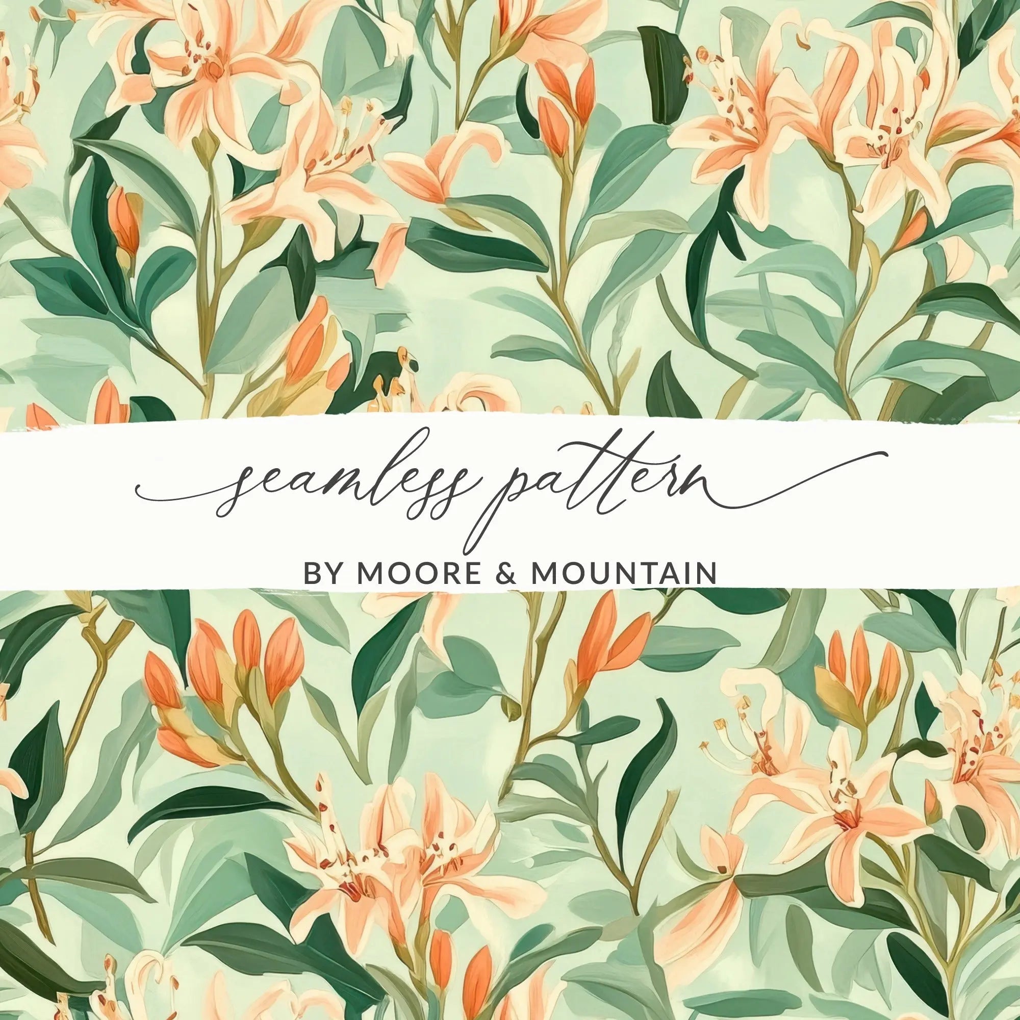 Peach Azalea Floral Digital Paper, Seamless Pattern for Fabric Design, Printable Background, Digital Download, Scrapbooking, Wallpaper - Moore and Mountain