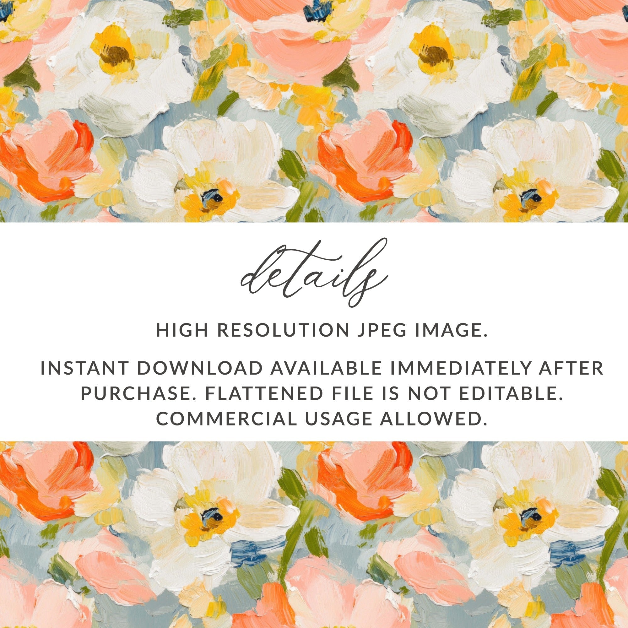 Peach Floral Digital Paper, Abstract Flower Pattern, White and Yellow, Seamless Design, Spring Digital Download - Moore and Mountain