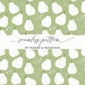 Pear Pattern Digital Paper, Green Seamless Pattern, Fruit Pattern, Farmhouse Kitchen Decor, Food Illustration, Commercial Use - Moore and Mountain
