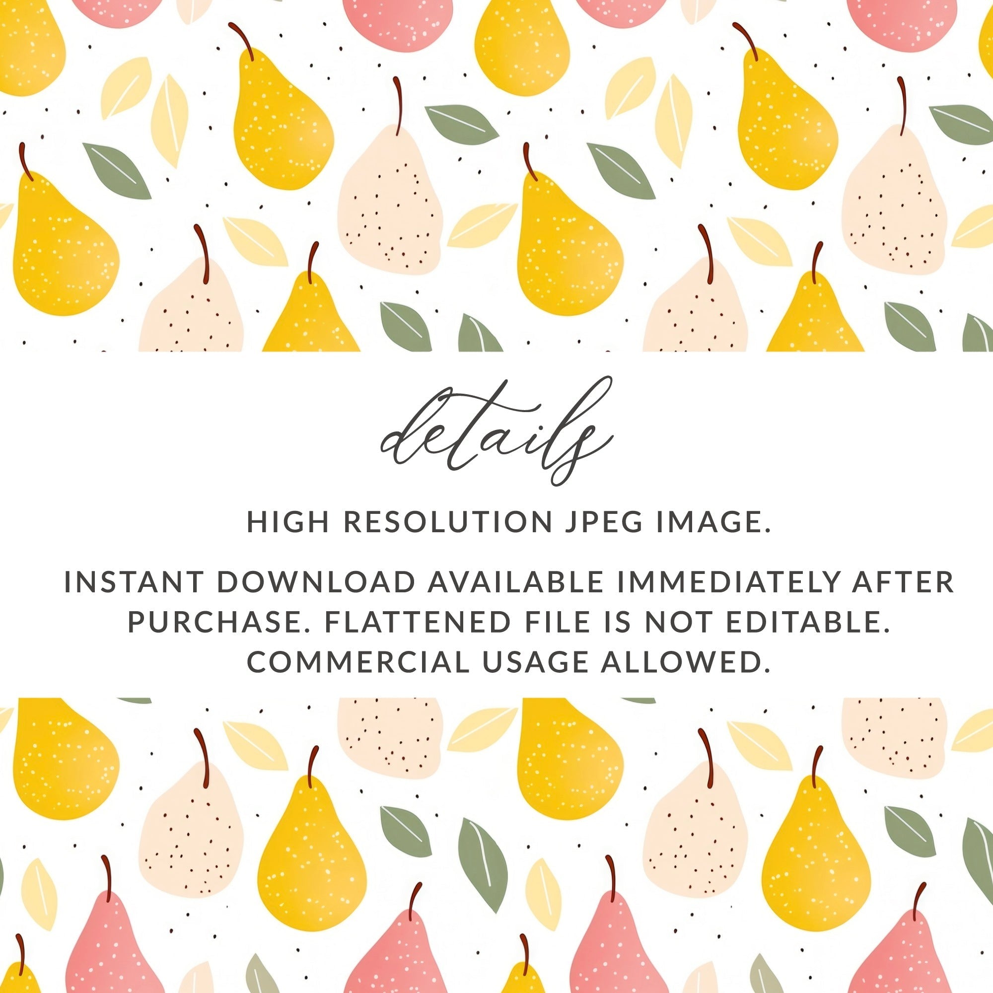 Pear T-Shirt, Seamless File, Fruit Digital, Pear Pattern, Fabric Design, Printable Art, Seamless Pattern, Trendy Apparel, Clothing Design - Moore and Mountain